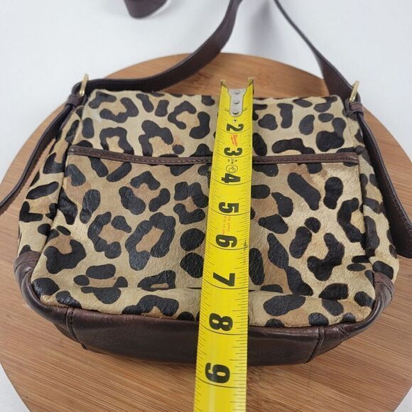 Tory Burch Leopard Crossbody City Bag Shoulder Bag Purse Brown Leather - Picture 10 of 16